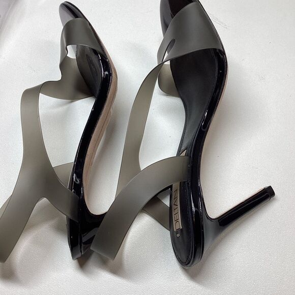 Deltan Black Clear Vinyl Open Toe Jelly Stiletto Pumps Women’s Size 8 - Picture 9 of 12